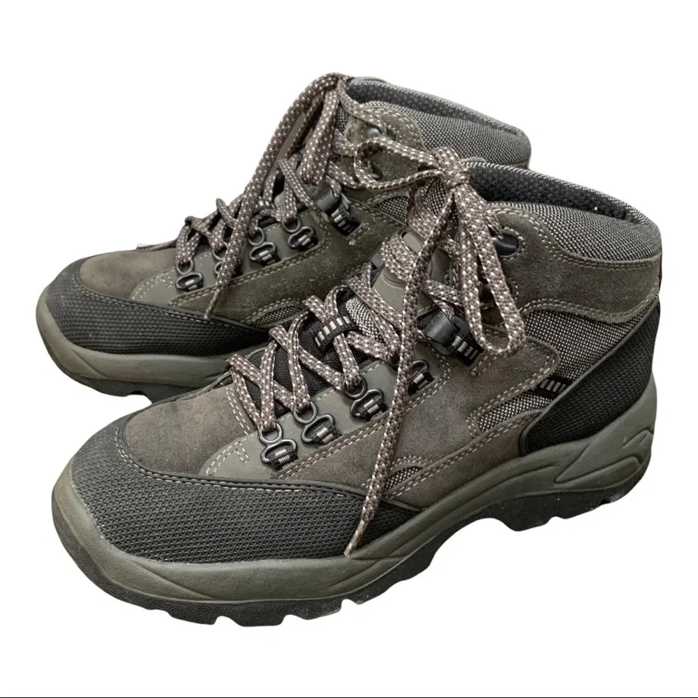 State Street Black/ Gray Leather/Synthetic Hiking Trail Boots Men’s Size 7.5